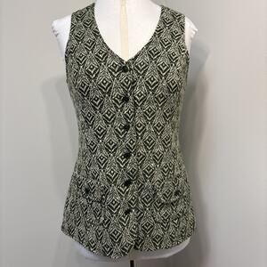 Vintage 70’s Bobbie Brooks Geometric Print Button Front Vest Union Made Est. S-M